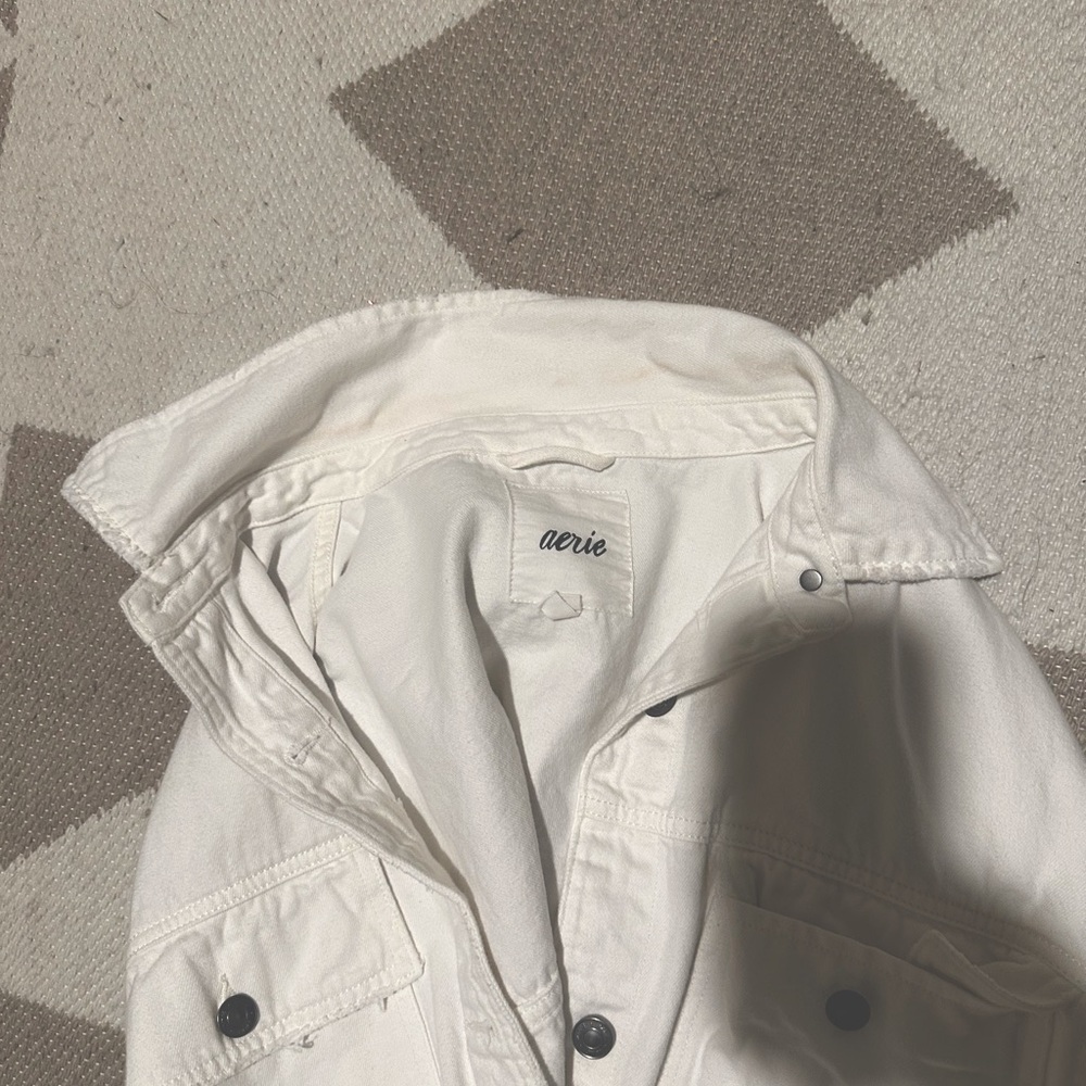 AERIE White Denim Crop Jacket
